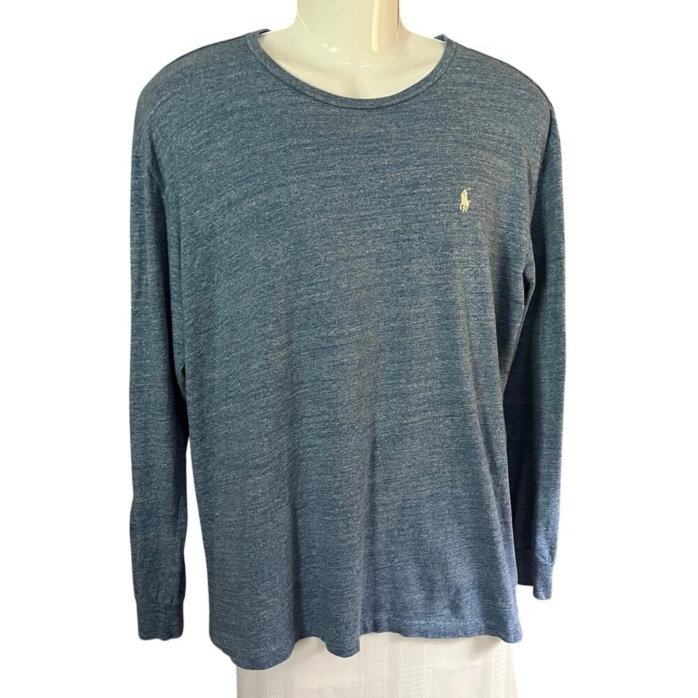Polo Ralph Lauren Men's Size Large Blue Heather Long Sleeve t-shirt Casual Crew